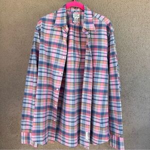 J.Crew Men’s Button Down Long Sleeve Plaid Shirt in Classic Medium with pocket